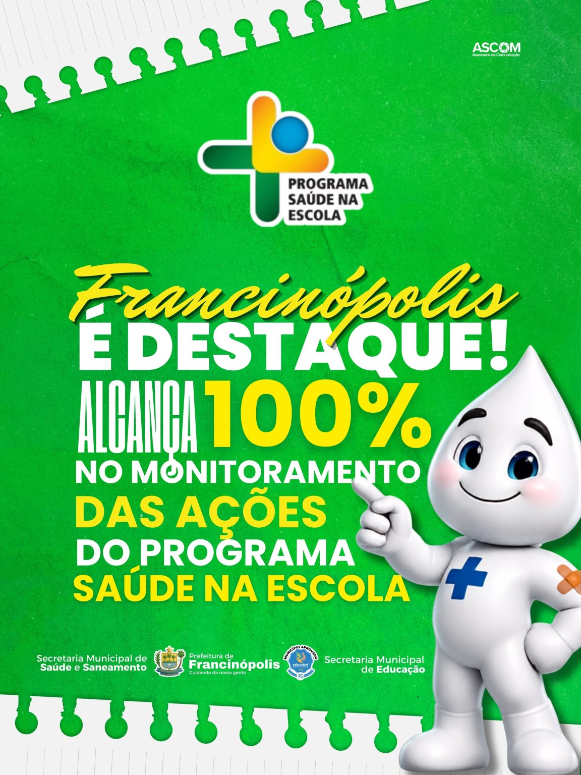 Francinópolis alcança 100% no monitoramento das ações do Programa Saúde na Escola