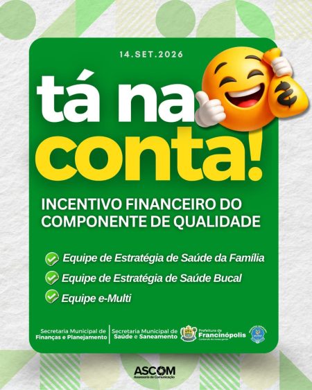 Prefeitura de Francinópolis informa pagamento do Incentivo Financeiro do Componente de Qualidade às equipes de saúde
